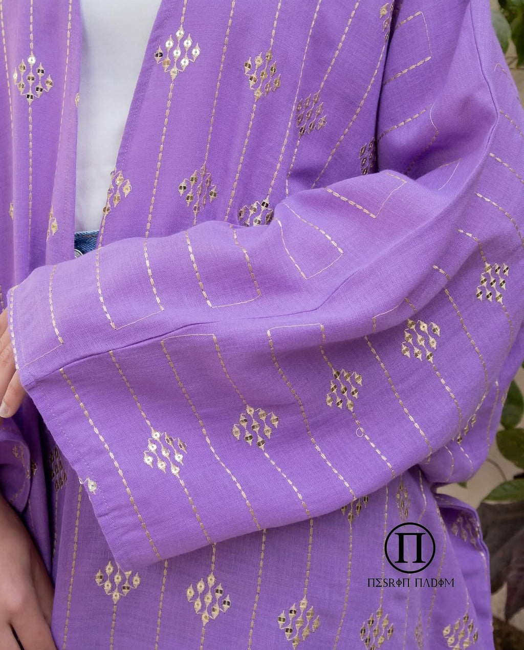 Purple with Gold Embroidery Kaftan