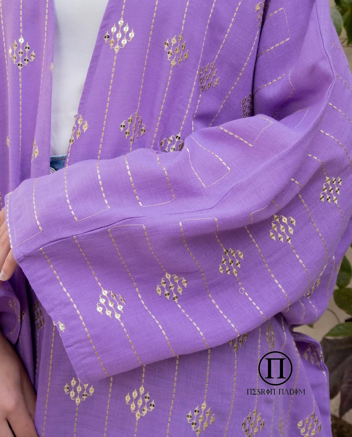 Purple with Gold Embroidery Kaftan