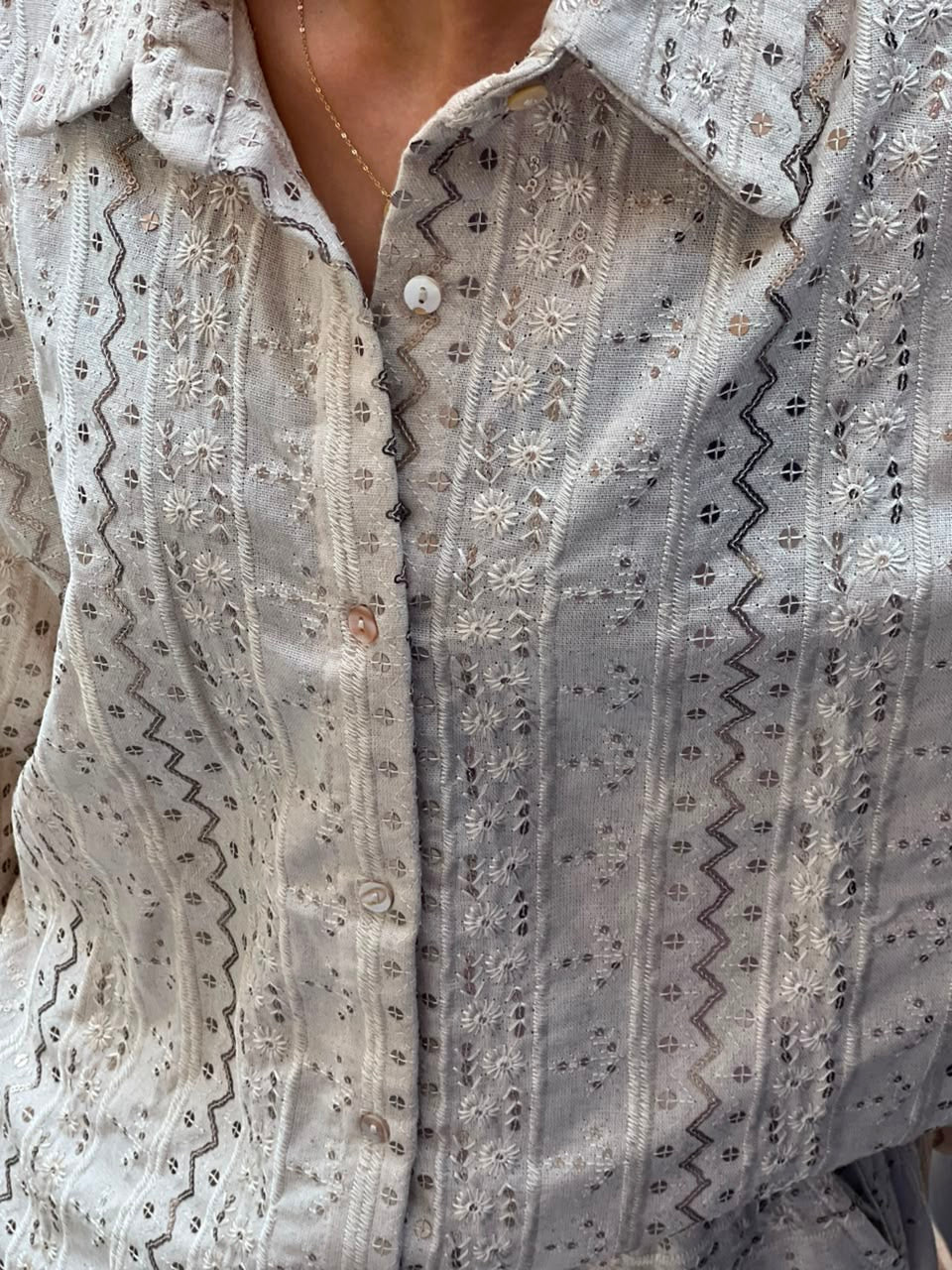 Beige Embroidered Set