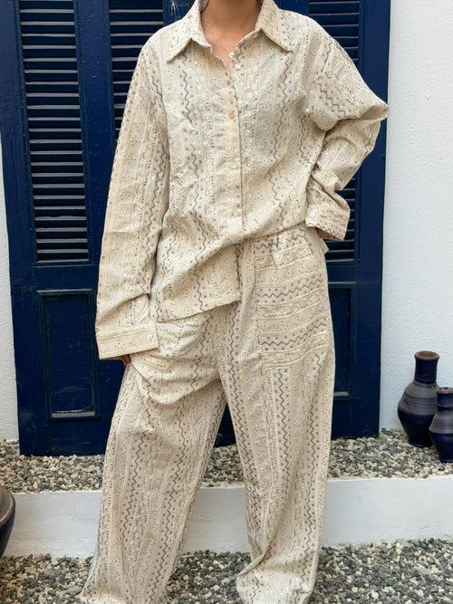 Beige Embroidered Set
