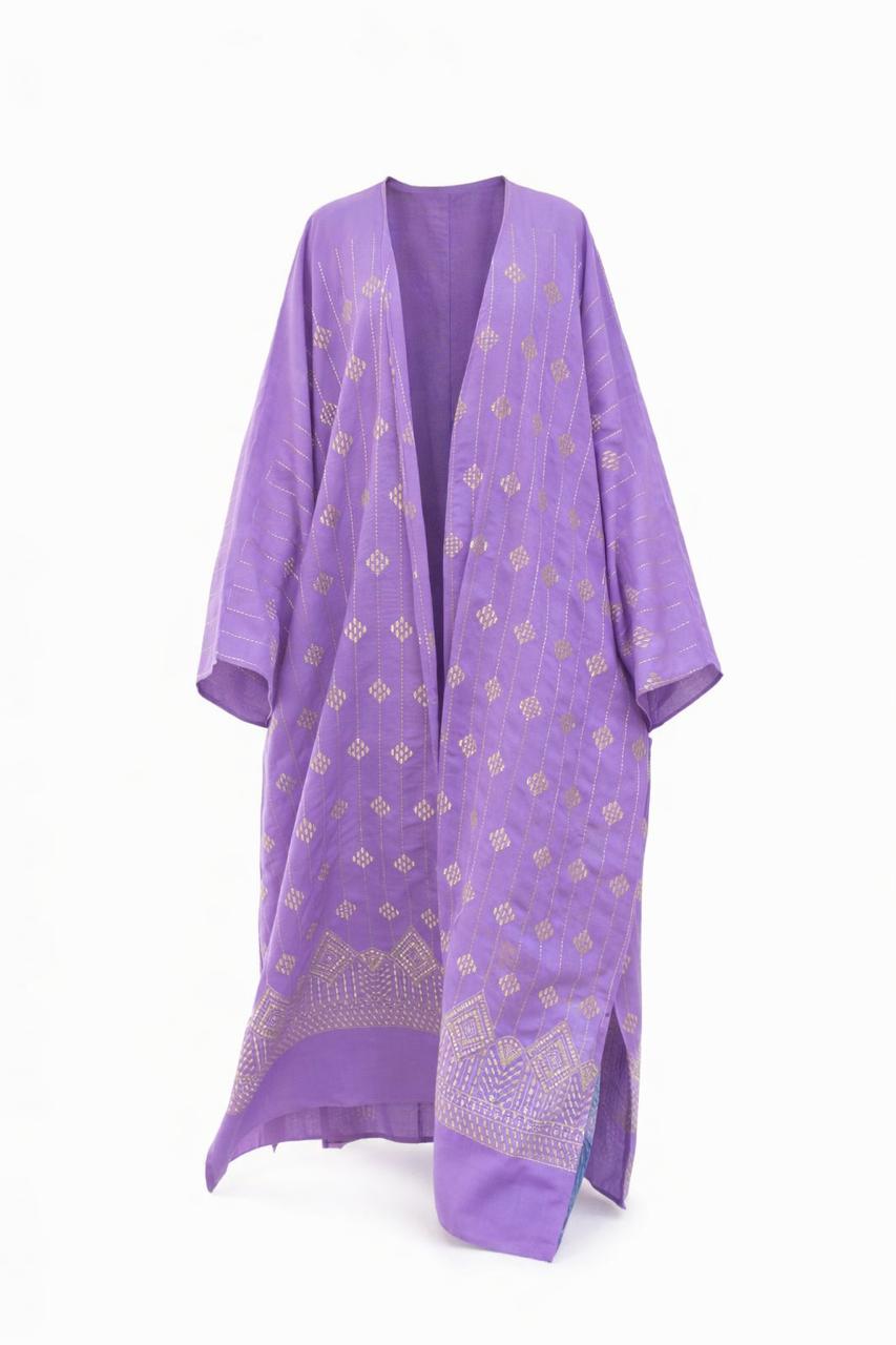Purple with Gold Embroidery Kaftan