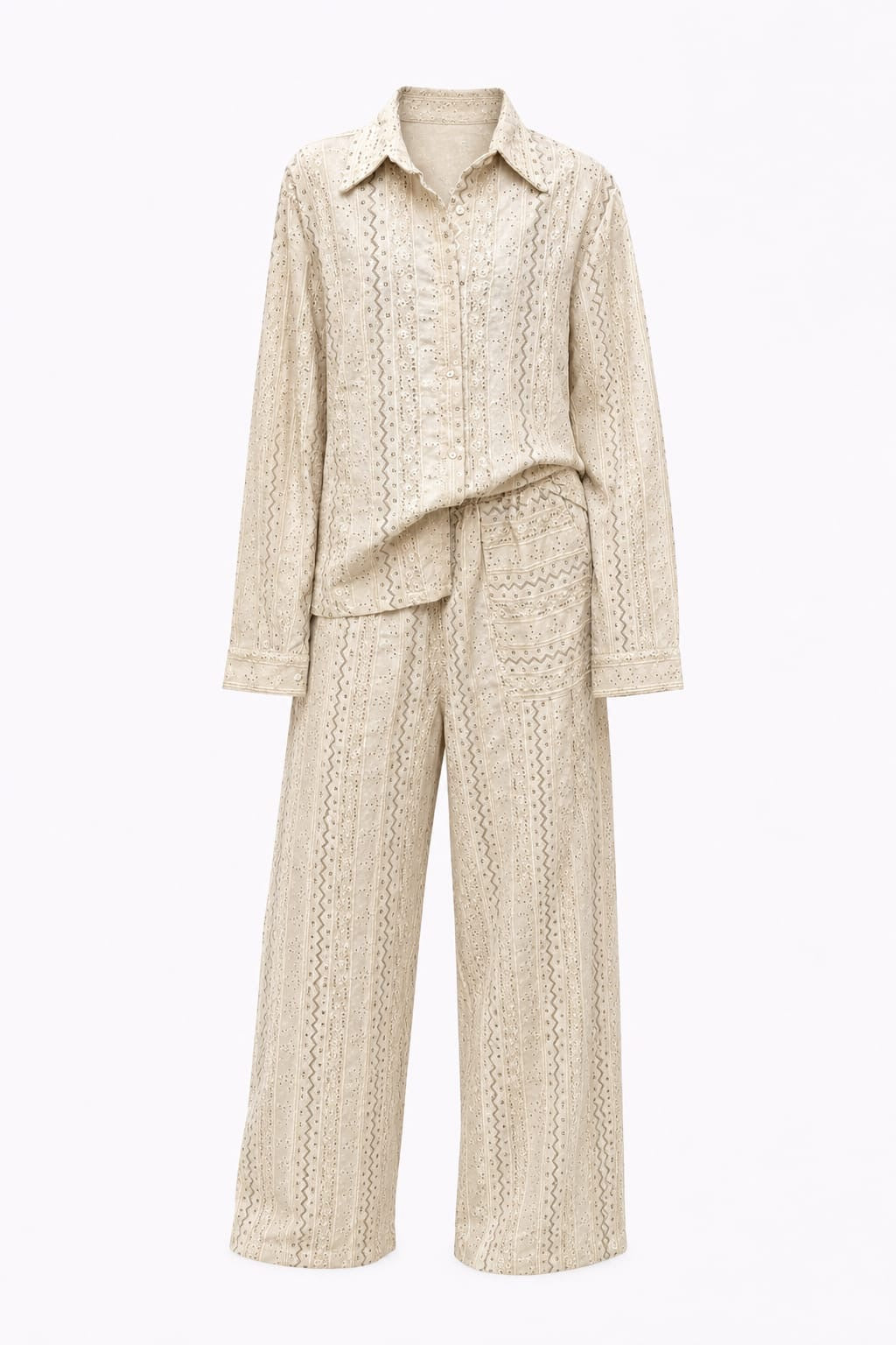 Beige Embroidered Set