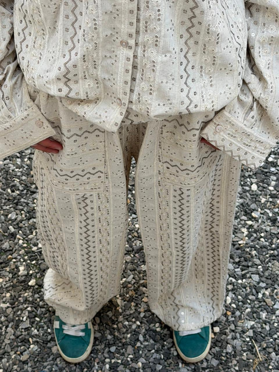 Beige Embroidered Set